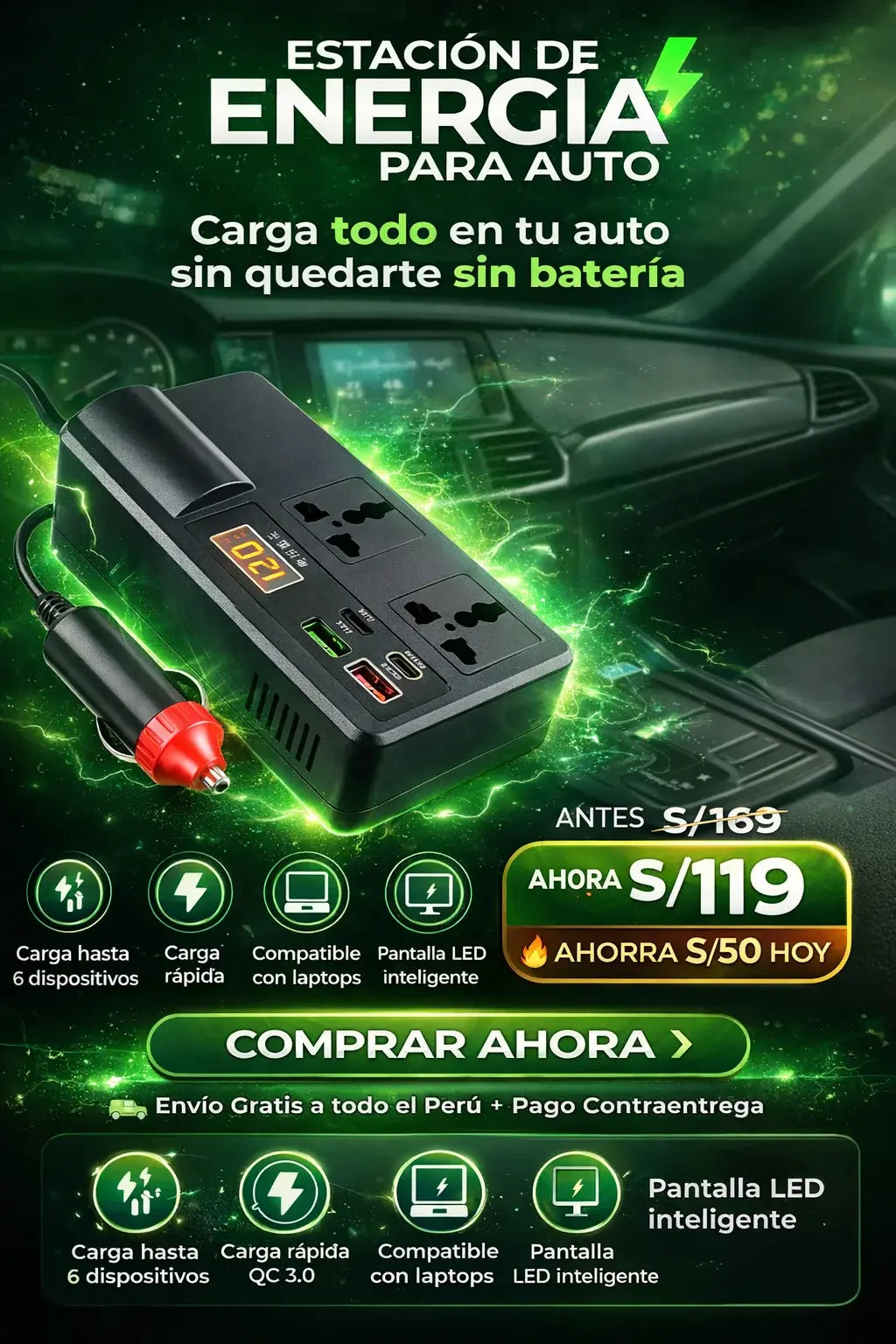 Estación de Energía para Auto 6 en 1
